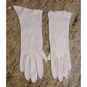 Vintage Size M White Soft Kid Leather Formal 10.5" Long Gloves Paris